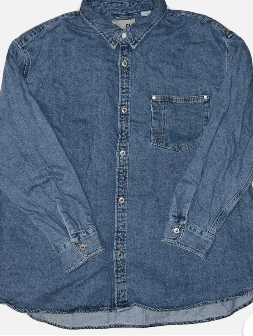 Levi's Button Up Shirt Medium Blue Denim Jean Silvertab OVERSIZED Fit Y2K Skater - Picture 2 of 5